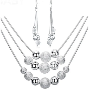 925 Sterling Silver Frosted Necklace Set