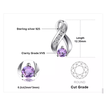 Load image into Gallery viewer, 925 Sterling Silver Amethyst Infinity Earrings