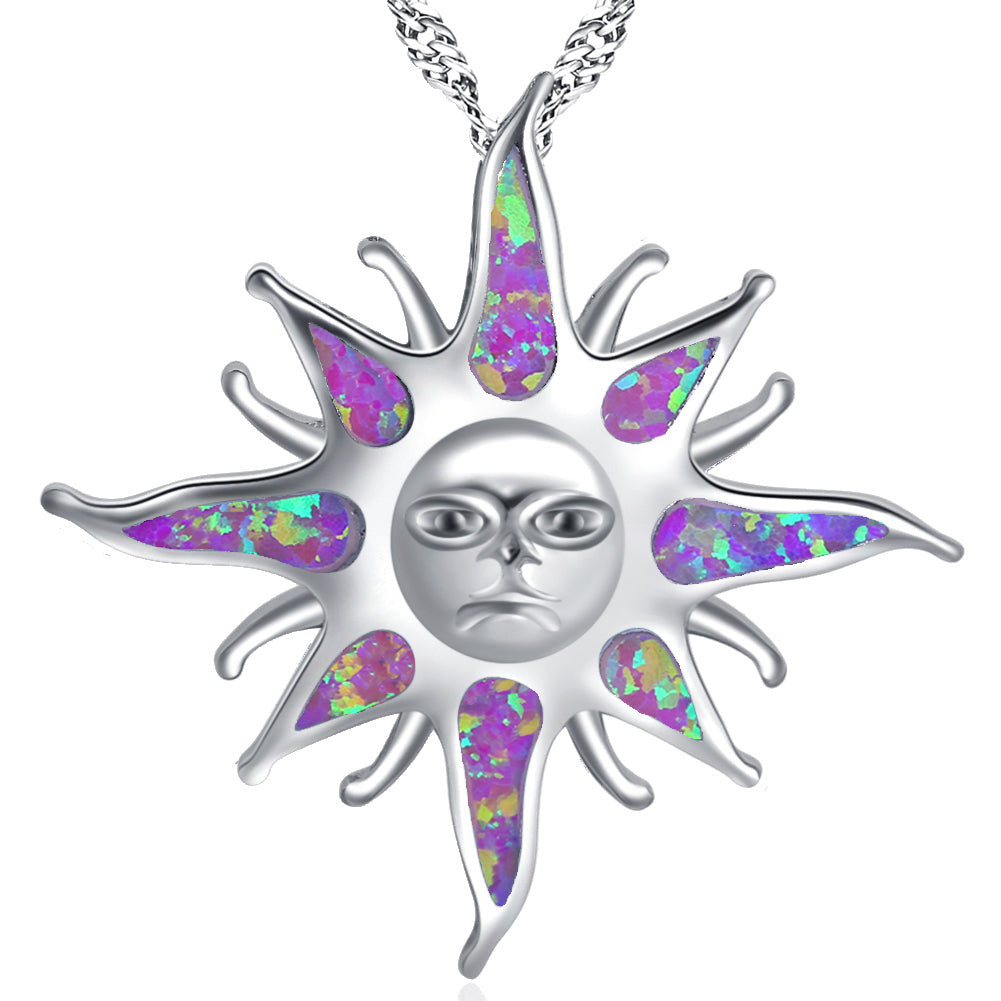 Pink Sun And Moon Fire Opal Necklace.