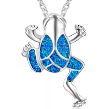 Load image into Gallery viewer, Blue and Silver Frog Necklace