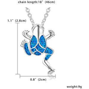 Blue and Silver Frog Necklace