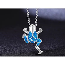 Load image into Gallery viewer, Blue and Silver Frog Necklace