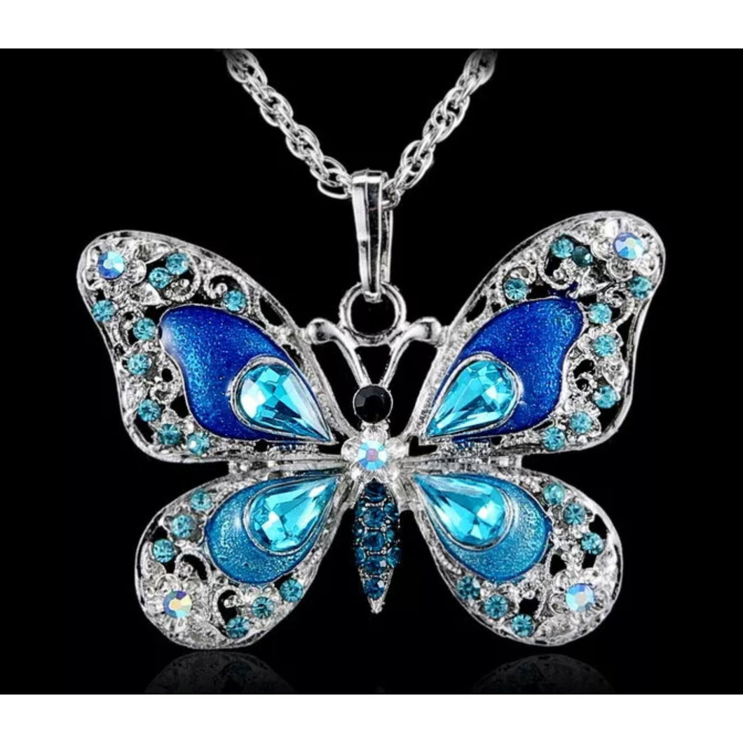 Sterling Silver Blue Lavender Butterfly Necklace – Blue Monarch Co