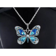 Load image into Gallery viewer, Blue Crystal Butterfly Necklace