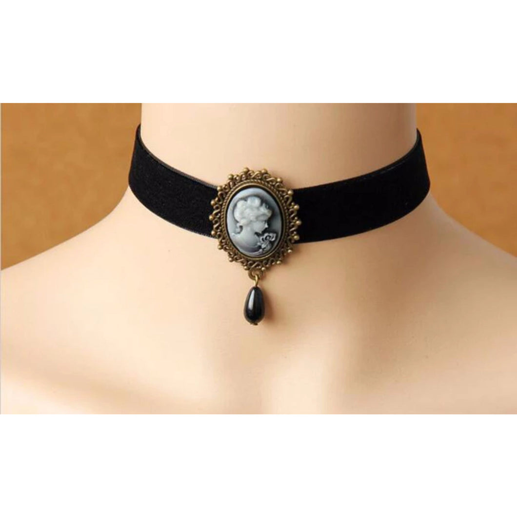 Black Velvet Cameo Choker Necklace