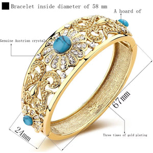 Gold Plated Flower Turquoise Bracelet