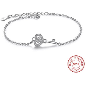 925 Sterling Silver " Key To My Heart " Bracelet.