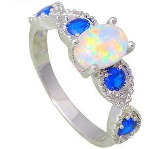 925 Sterling Silver Blue Fire Opal Ring
