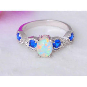 925 Sterling Silver Blue Fire Opal Ring