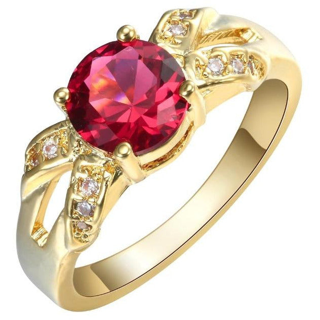 24K Gold Plated Red Ring