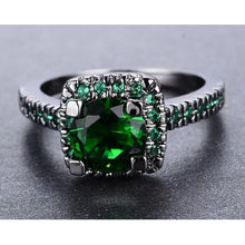 Load image into Gallery viewer, Green and Black Zircon Ring