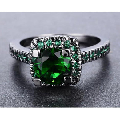Green and Black Zircon Ring
