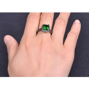 Green and Black Zircon Ring