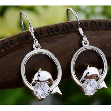 Load image into Gallery viewer, Silver Plated Dolphin Earrings.