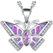 Load image into Gallery viewer, Pink Fire Opal Butterfly Necklace.