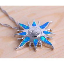 Load image into Gallery viewer, Blue Sun And Moon Fire Opal Necklace.