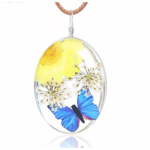 Butterfly Glass Pendant Necklace