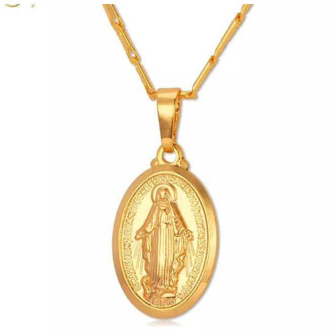 Virgin Mary Pendant Necklace.