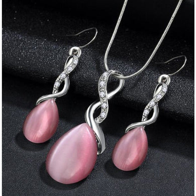 Pink Opal Necklace Set.
