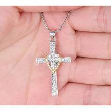 Load image into Gallery viewer, Silver Plated Heart Cross Necklace
