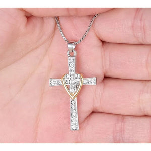 Silver Plated Heart Cross Necklace