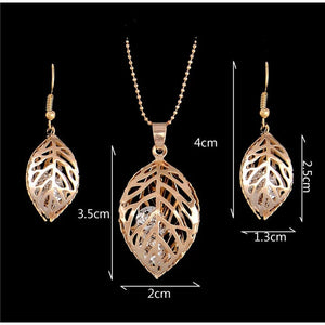 Crystal Leaf Necklace Set.