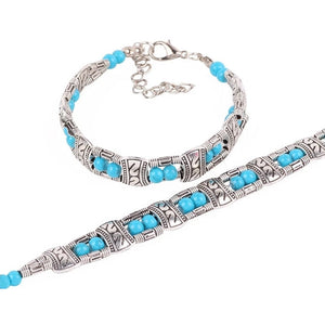 Silver Plated  Blue Tibetan Bracelet.