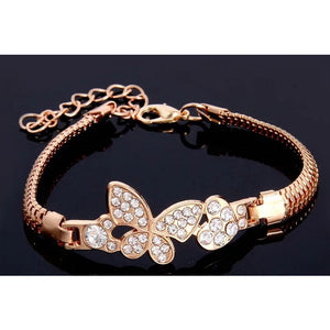 Butterfly And Heart Crystal Bracelet