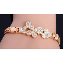 Load image into Gallery viewer, Butterfly And Heart Crystal Bracelet