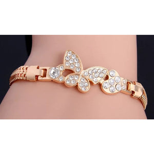Butterfly And Heart Crystal Bracelet