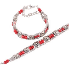 Load image into Gallery viewer, Silver Plated Red Tibetan Bracelet.