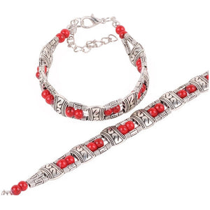 Silver Plated Red Tibetan Bracelet.