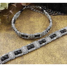 Load image into Gallery viewer, Silver Plated Black Tibetan Bracelet.