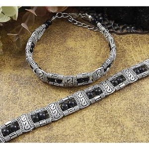 Silver Plated Black Tibetan Bracelet.