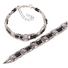 Load image into Gallery viewer, Silver Plated Black Tibetan Bracelet.