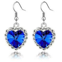 Load image into Gallery viewer, 925 Sterling Silver Blue Crystal Earrings