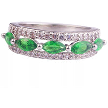 Load image into Gallery viewer, Silver Plated Green Geometric Ring