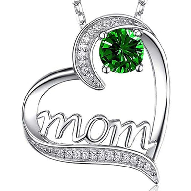 Silver Plated Mom Heart Necklace