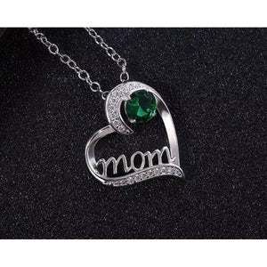 Silver Plated Mom Heart Necklace