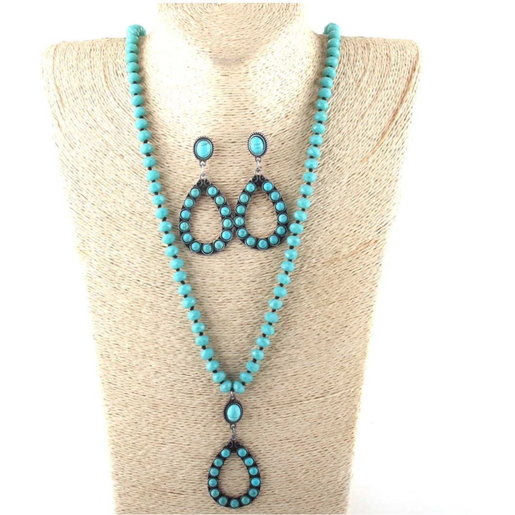 Fashion Turquoise Stone Necklace Set