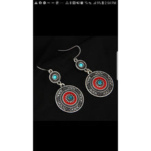 Load image into Gallery viewer, Silver Plated Retro Round Earrings