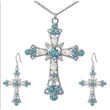 Load image into Gallery viewer, Silver And Blue Cross Necklace Set