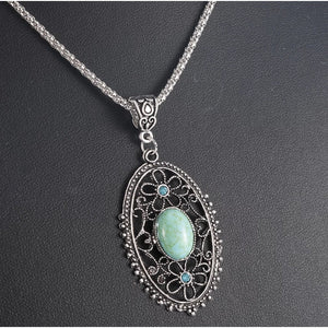Oval Turquoise Stone Necklace