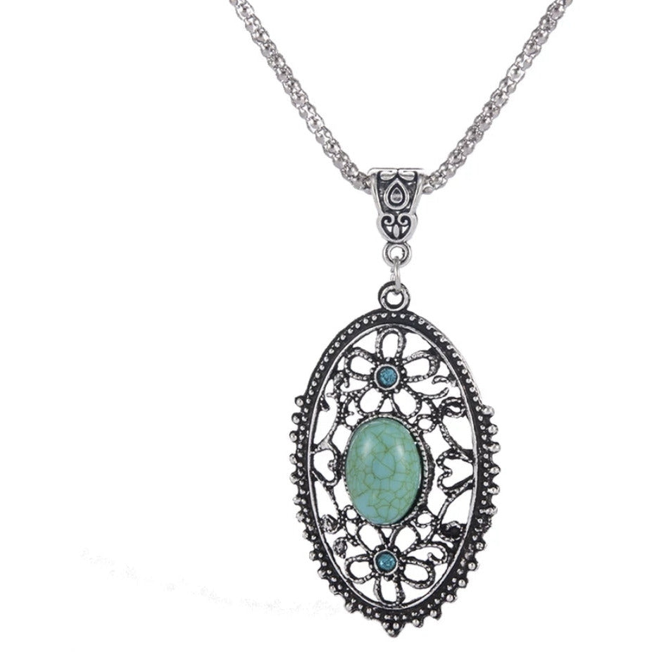Oval Turquoise Stone Necklace