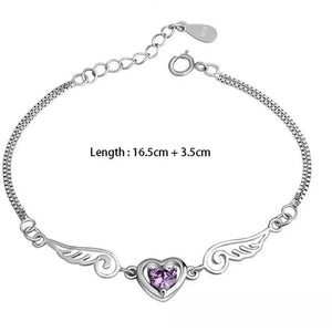 925 Sterling Silver Angel Wing Zircon Bracelet