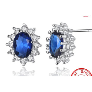 925 Sterling Silver Sapphire Earrings