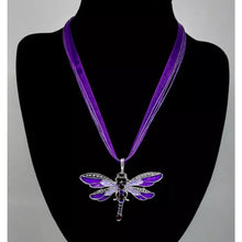 Load image into Gallery viewer, Purple Crystal Dragonfly Necklace