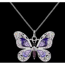 Load image into Gallery viewer, Purple Crystal Butterfly Necklace