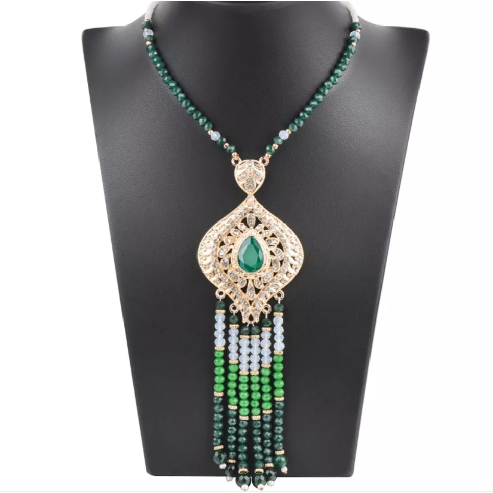 Green Beaded Tibetan Necklace