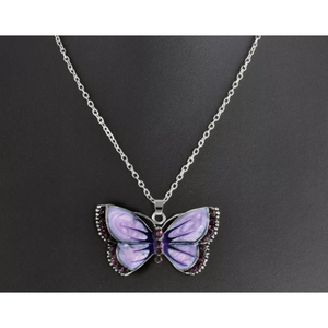 Lilac Crystal  Butterfly Necklace